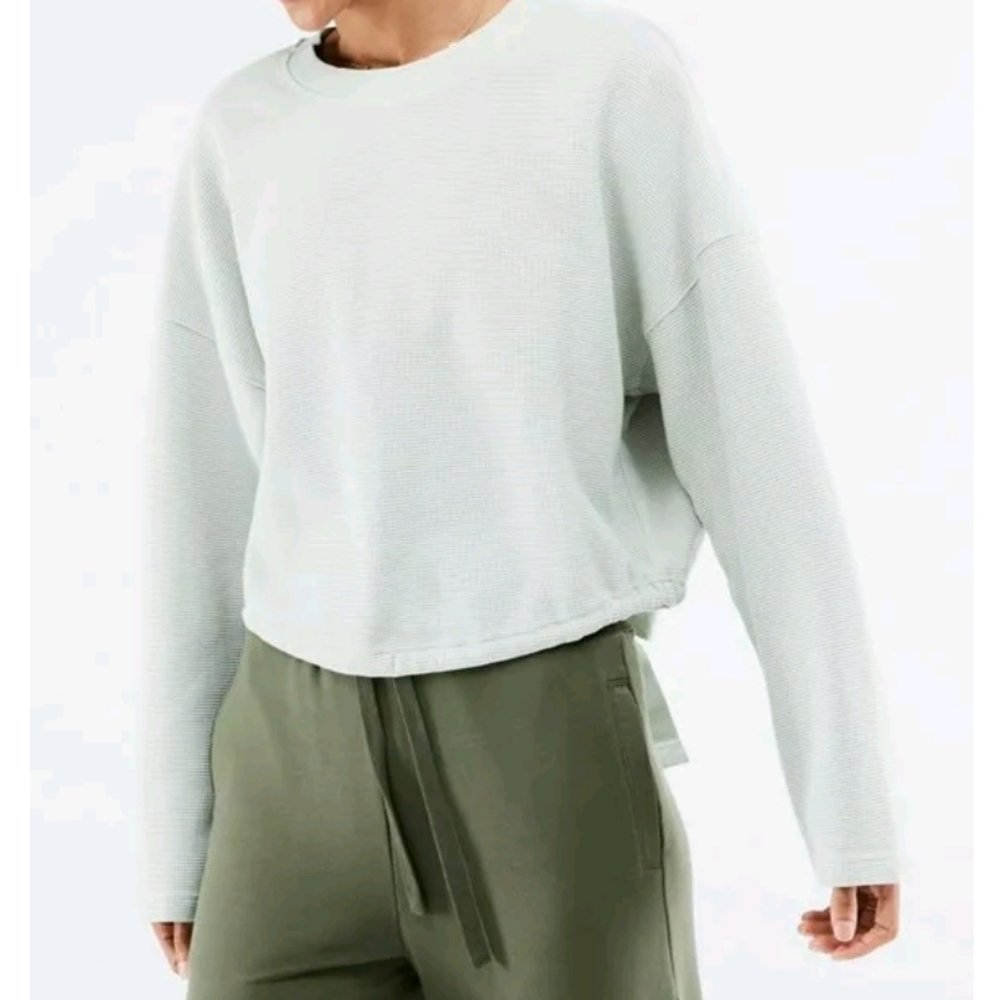 Fabletics Women’s 100% Cotton Anna Tie Back Waffle Knit Sweatshirt Size XXS